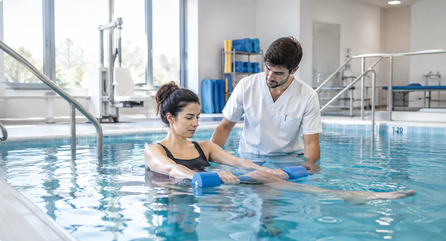 Seduta individuale di idroterapia con fisioterapista