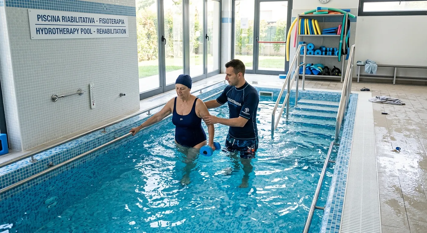 Seduta di fisioterapia in piscina riabilitativa